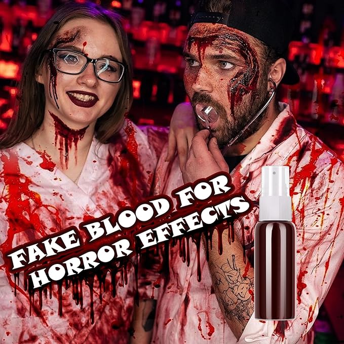 Halloween Fake Blood Makeup Kit - Realistic Washable Fake Blood Spray for Face, Body & Clothes - Vampire, Zombie & Monster Cosplay Effects