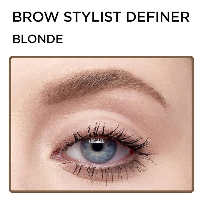 L'Oreal Paris Makeup Brow Stylist Definer Waterproof Eyebrow Pencil, Ultra-Fine Mechanical Pencil, Draws Tiny Brow Hairs and Fills in Sparse Areas and Gaps, Blonde, 0.003 Ounce (Pack of 2)