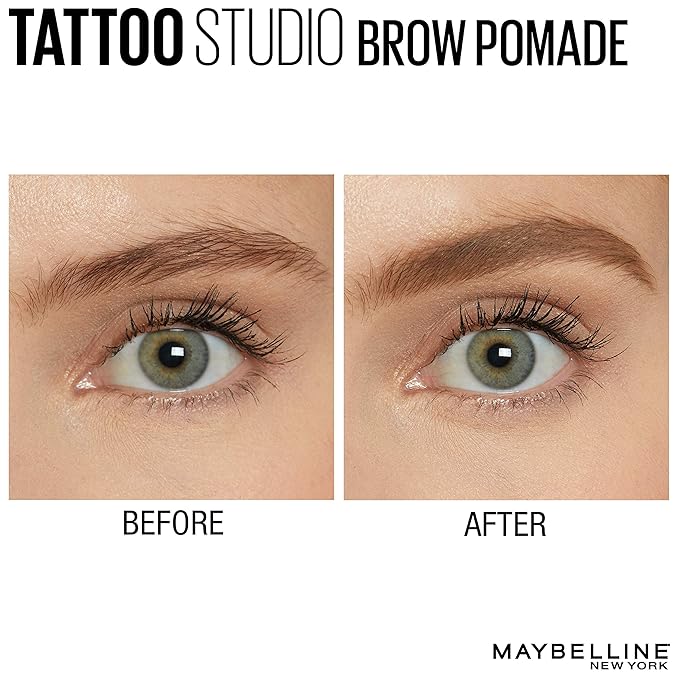 Maybelline New York Tattoostudio Brow Pomade Long Lasting, Buildable, Eyebrow Makeup, Light Blonde, 0.106 Ounce