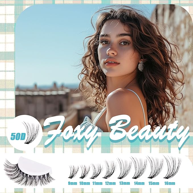 Lash Clusters Kit with Bottom Lashes, Lash Extension Kit With 30D40D50D60D Fluffy Upper Wispy Lash Clusters & 2 Type Bottom Lash Clusters,EyeLash Extension Kit with Black Bond & Clear Glue 2 In 1