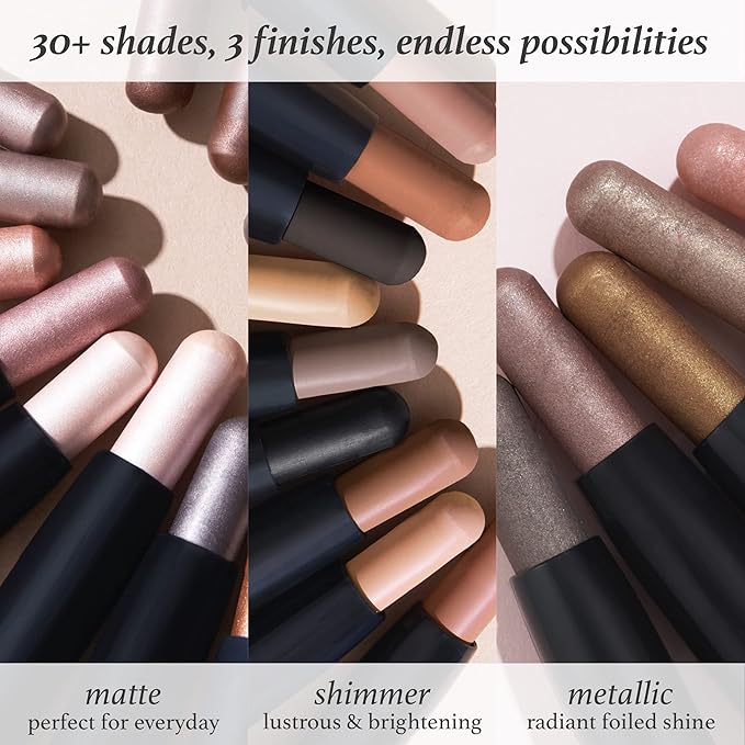Julep Eyeshadow 101 Crème to Powder Waterproof Eyeshadow Stick, Champagne Shimmer & With a Twist Lash Boosting Volumizing and Lengthening Mascara with Bamboo
