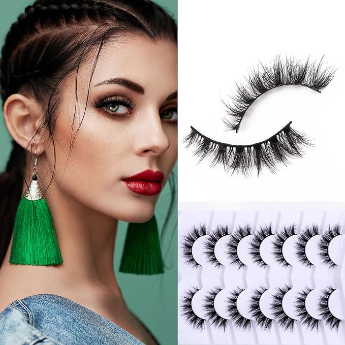 Cat Eye Natural Lashes Wispy False Eyelashes Short Fluffy Fake Lashes- 7 Pairs, ZG86