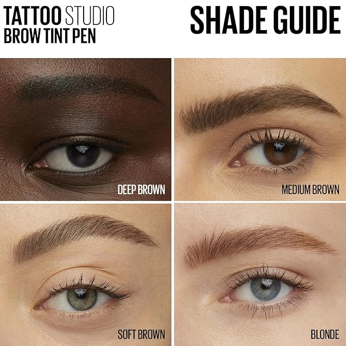 Maybelline New York TattooStudio Brow Tint Pen Makeup, Deep Brown, 0.037 fl. oz.