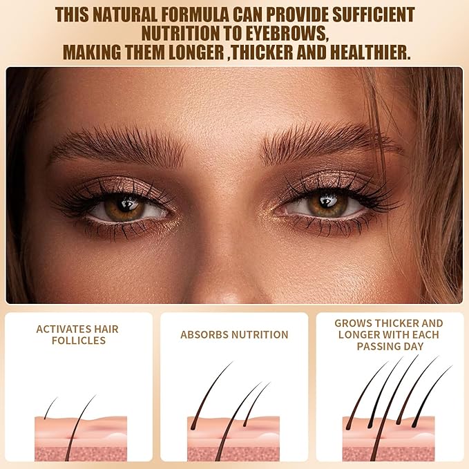 Eyebrow Serum,W3W Eyebrow Enhancer for Boost Lash Growth Serum, Advanced Formula for Longer, Fuller, and Thicker Lashes Eyebrow, 4 ML (Golden)