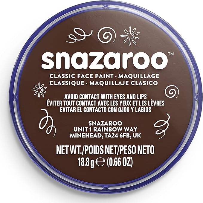 Snazaroo Classic Face and Body Paint, 18.8g (0.66-oz) Pot, Dark Brown