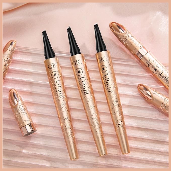 2 Pcs Microblading Eyebrow Pencil,Eyebrow Pen with an Upgrade Micro-Fork Tip Applicator, Waterproof Long-Lasting Microblading Brow Pen, Brow Pencil for Natural Looking Brows,Light & Dark Brown