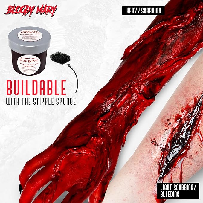 Bloody Mary Fake Scab Blood Make Up Body Paint - for Cosplay, Horror Costume, Theater Blood, Vampire Accessories, Scary Things - Skin Friendly Washable Looks Realistic Thick Blood