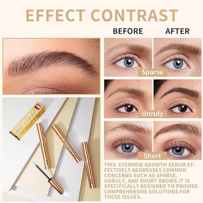 Eyebrow Serum,W3W Eyebrow Enhancer for Boost Lash Growth Serum, Advanced Formula for Longer, Fuller, and Thicker Lashes Eyebrow, 4 ML (Golden)