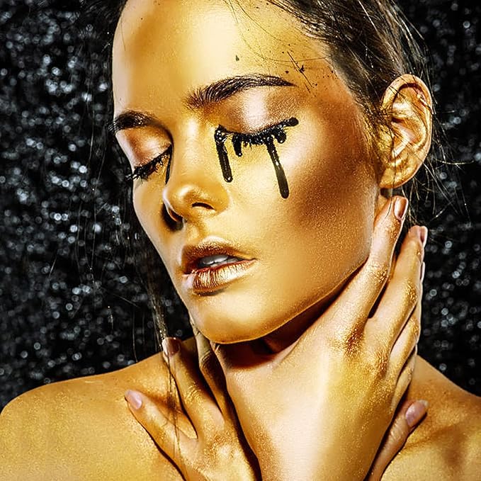 MEICOLY Gold Face Paint Stick(1.06 Oz),Cream Blendable Full Body Paint Sticks,Sweatproof Waterproof Body Paint Makeup Stick for Halloween Special Effects SFX Cosplay,Metallic Gold