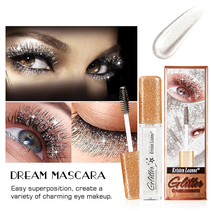 Glitter Color Mascara, Corleone Shimmer Sparkle Mascara glitter mascara for eyelashes,Eyeliner Charming Longlasting Mascara for Eyelash Eye Makeup (Black)