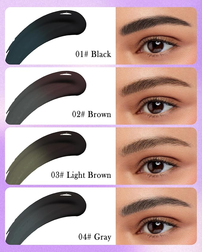 Easy Peel Off Eyebrow Gel Kit, 2 Pcs Gray Tattoo Eyebrow Gel Easy Peel Off with Brow Razor, Long-Lasting Waterproof Sweatproof Eye Brows Tinting Kit for Women, Tinted Brow Glue for All Skin Types-04#