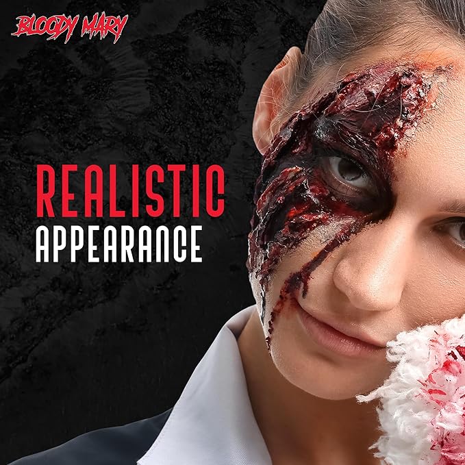 Bloody Mary Fake Scab Blood Make Up Body Paint - for Cosplay, Horror Costume, Theater Blood, Vampire Accessories, Scary Things - Skin Friendly Washable Looks Realistic Thick Blood