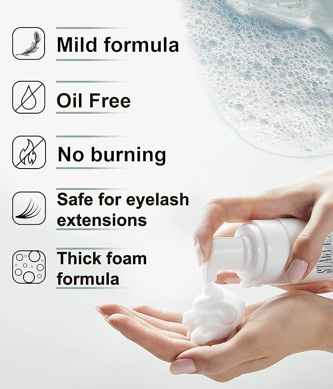 STACY LASH Eyelash Extension Shampoo 1.69 fl.oz Serum 5ml / Eyelid Foaming Cleanser/Supplies for Lashes Growth & Thickness/With Biotin/Enhancing Natural Eyelashes/Professional & Self Use