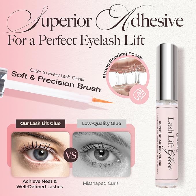 LASHVIEW Lash Lift Kit, Eyelash Perm Kit, Professional Eyelash Curling Lash Extension Set,Lash Curling, Semi-Permanent Curling Perming Wave Suitable for Salon(5PCS)