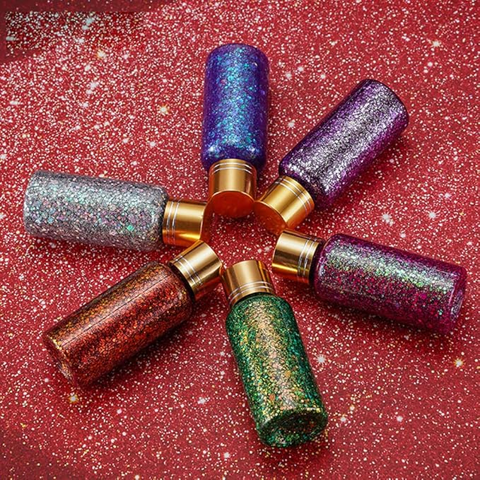 GL-Turelifes Mermaid Chunky Glitter Gel Chameleon Glitter Body Gel Festival Glitter Cosmetic for Face Body Hair Nails Makeup Scale Polarized Sequins Glitter Eyeshadow 30ml (#16 Silver Purple)