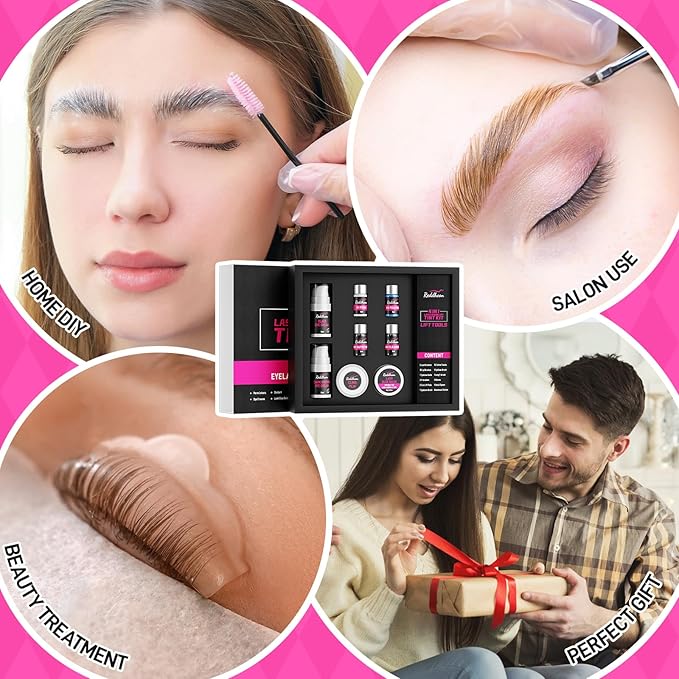 Upgraded Lash Lift & Brow Lamination 6 IN 1, Instant Eyebrow Lamination Kit for Trendy Fuller, Quick Curling Perming & Voluminous Lashes with All Tools, Eyelash Perm Kit for Salon & Home Use