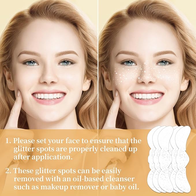 Glitter Freckles Face Tattoo, Glitter Freckles,Sparkle Freckle Temporary Tattoo, Glow Up Makeup Patches,Festival Birthday Shimmer Party Supplies, Cute Glitter Makeup Accessories (Silver Style2)