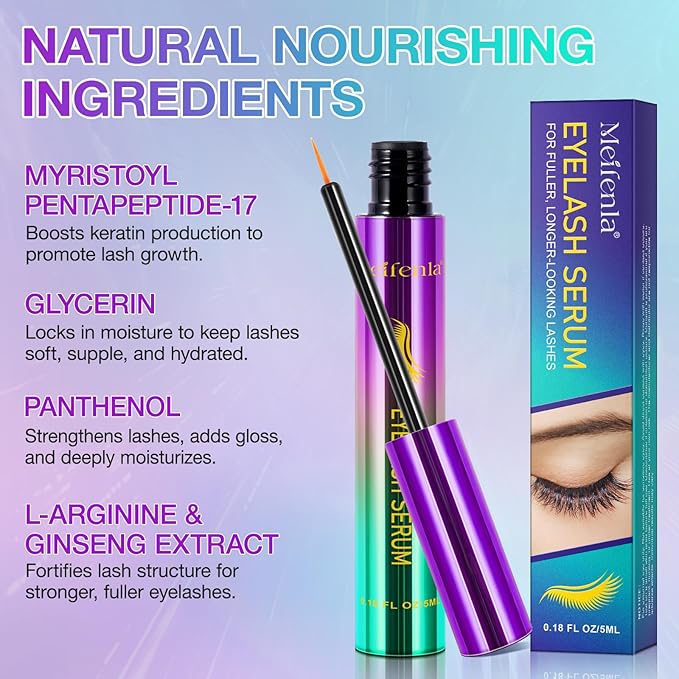 Lash Serum for Eyelash Growth Serum, Eyelash Serum to Grow Lashes, Eye Lash Serum Growth, Lash Enhancing Serum, Thicker, Fuller, Longer, Naturally Beautiful Eyelash, for Sensitive Eyes, Non Irritating