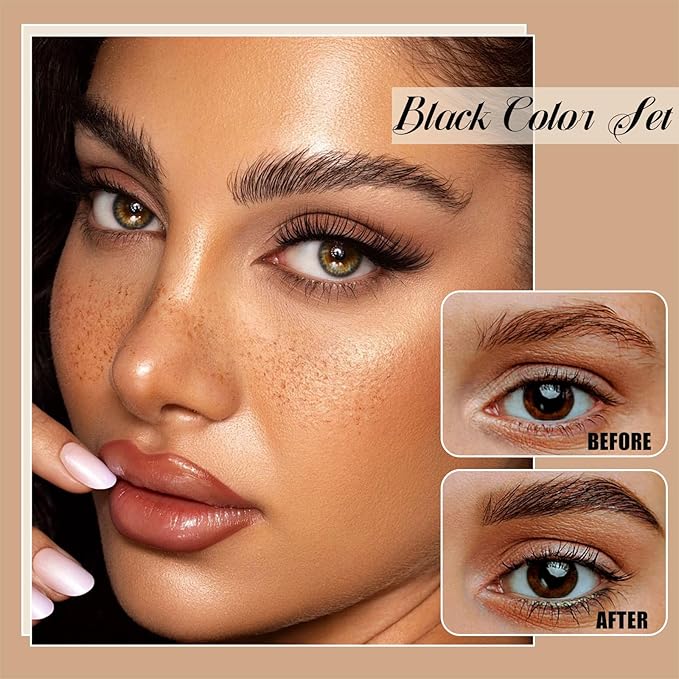 Lash Color Kit, Natural Black Eyelash & Eyebrow Color Kit, Lasting for 6 Weeks, Waterproof & Safe Color for Salon Home Easy Use, Gift for Women Girl Mom Wife
