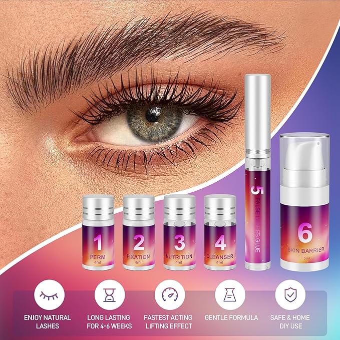 Lash Lift Kit & Brow Lamination Kit 2 IN 1, Semi-Permanent Eyebrow Lamination Kit & Eyelash Perm Kit, Quick Curling Perming with Complete Tools DIY, Salon & Home Use, Lasts for 4-6 Weeks