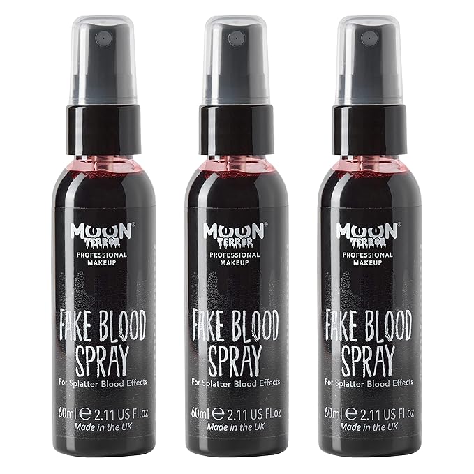 Pro FX Fake Blood Spray by Moon Terror | 60ml x3 | SFX Make up for Halloween Vampire Zombie Theatre | Special Effects Make up