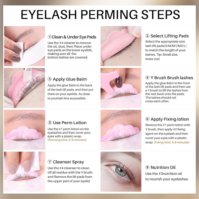 Lash Lift Kit, DONG RHYME Lash Perm Kit with Glue Balm, Professional Lash Curling Kit, Semi-Permanent Eyelash Lifting Curling Perming Wave, Brow Lamination Eyelash Perm Kit DIY at Home