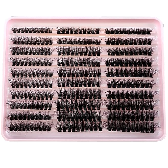 HBZGTLAD Fluffy Cluster Lashes 40D60D80D100D120D Natural Thick Eyelash Clusters D Curl Individual Lashes DIY Eyelashes Extension (300pcs 60P80P100P)