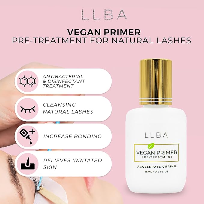 LLBA Eyelash Extension Primer 15 ML - Increase Adhesive Bonding Power | Easily Removes Proteins and Oils/Oil Free/Longer Extension Retention (Vegan Primer)