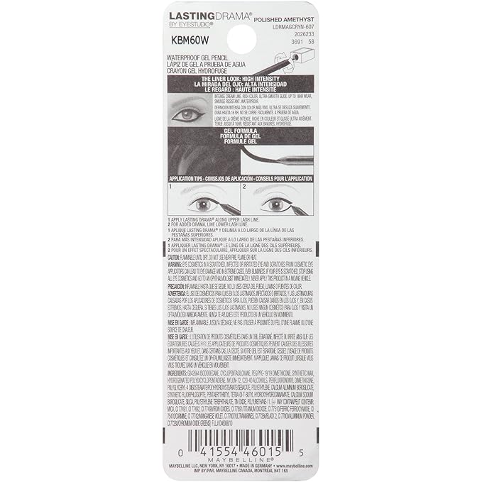Maybelline New York Eyestudio Lasting Drama Waterproof Gel Pencil, Polished Amethyst, 0.038 oz.