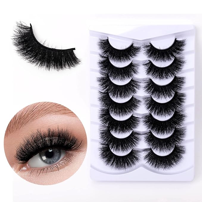 Fluffy Full False Eyelashes Wispy 3D Faux Mink Lashes Thick Fake Lashes Strip - 7 Pairs, Z13