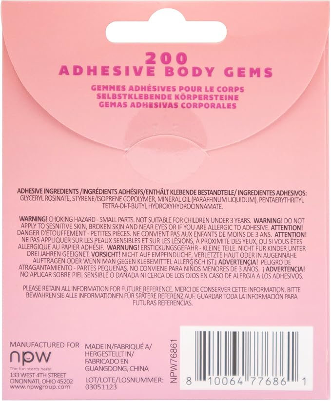 NPW I Do Crew Body Gems Sparkling Adhesive Face and Body Jewels, 200 Pieces Rhinestone Stickers for Face, Eyes, Body - Perfect for Bachelorette & Bridal Parties, Pack of 12 Body Gem Sheets