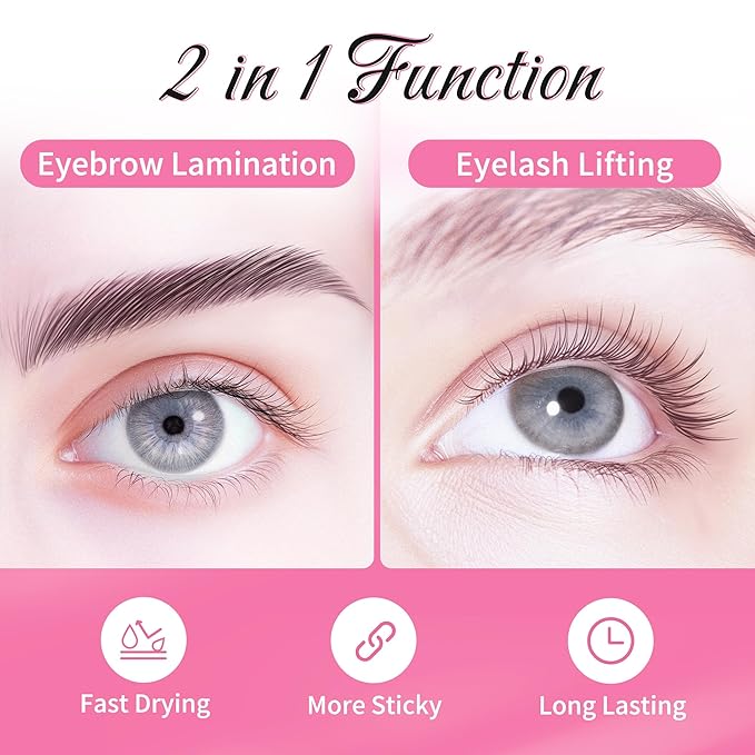 Beauty7 Upgraded 2 in 1 Lash Lift& Eyebrow Lamination Kit Eyelash Balm Lash Perm Kit Eyelash Lifting Lash Curling Semi-Permanent Curling Perming Wave Professional Salon at Home