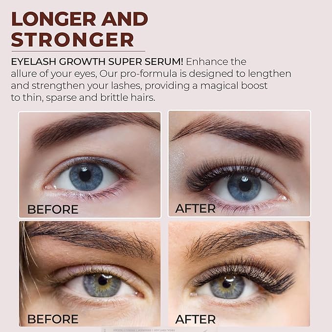 Premium Eyelash Growth Serum – Prostaglandin-Free Formula with Ginseng Root Extract, Peptides & Castor Oil for Longer and Thicker Lashes – 8ml