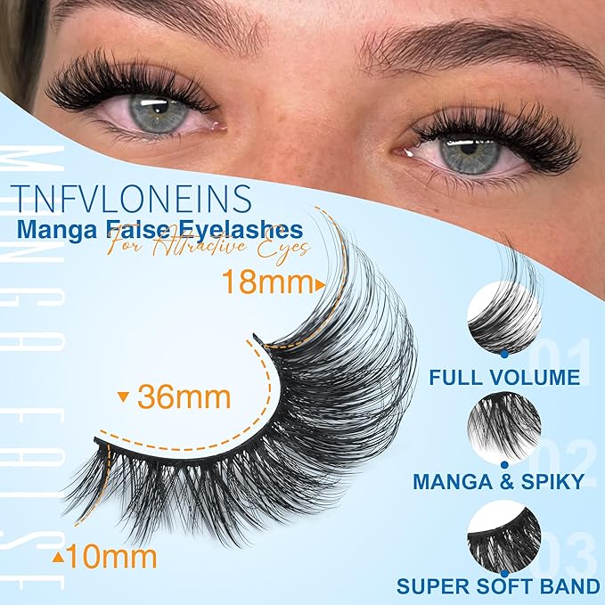 Manga Lashes Wispy False Eyelashes Cat Eye Lashes Natural Look 14 Pairs Fox Eye Mink Lashes 5D Volume Fake Eyelashes Pack by TNFVLONEINS