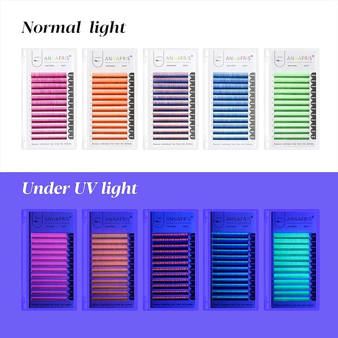 Colorful Individual Eyelash UV Neon Colored Lashes Extension,Volume Lash Extension False Eyelashes Colored Faux Mink Lashes(Purple,0.07 L 8-15mm Mix)