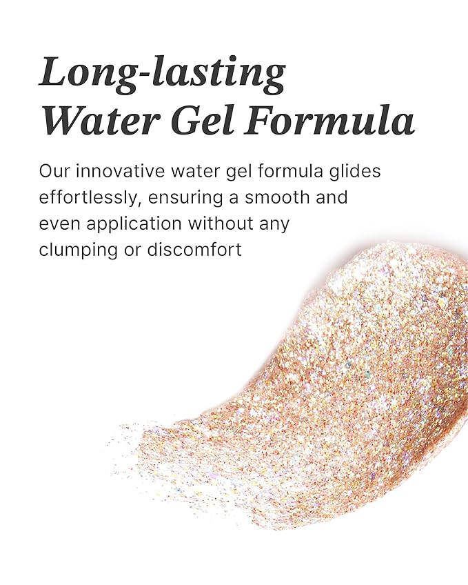 Glint Makeup Fan Brush & Glitter Gel (Rum N Sugar, 0.13oz) - Multi-Use Body Makeup for Eyes, Cheeks, Body, and Hair by LG Beauty. Rich Pigment, Long-Lasting Sparkle/Glitter for Party, Festival.