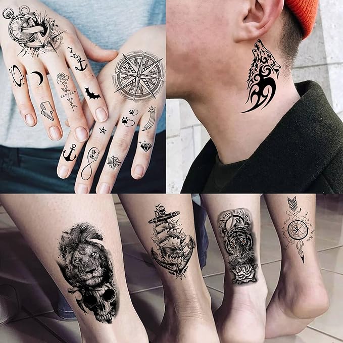 71 Sheets Sailing Ship Temporary Tattoos For Men Adults Forearm, Half Arm Sleeve Tattoo For Women Pirate Compass Anchor Faith Belief Family, Realistic Fake Tattoo Stickers Sea Wave Birds Skull Shark