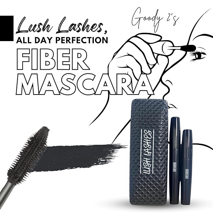 GOODY 2'S Lush Lashes 3D Fiber Mascara, Volumizing and Lengthening Formula for Fuller Looking Eyelashes, Smudge Resistant and Long Wear, Clump-Free Application
