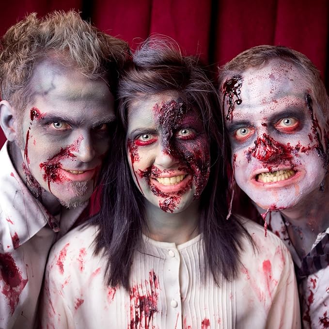 2PCS Halloween Fake Blood Makeup Kit, 2 oz Washable Fake Coagulated Blood +Fake Blood Spray, Special Effects Sfx Makeup, Realistic Fake Blood for Zombie, Vampire, Monster, Scary Clown Makeup