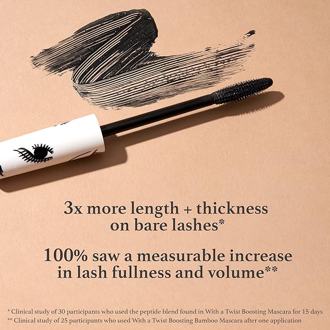Julep Eyeshadow 101 Crème to Powder Waterproof Eyeshadow Stick, Champagne Shimmer & With a Twist Lash Boosting Volumizing and Lengthening Mascara with Bamboo