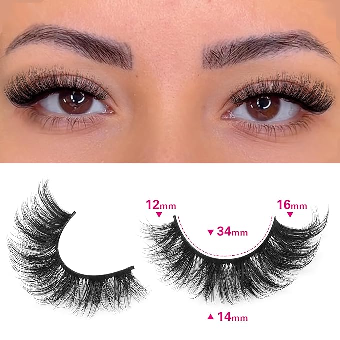 TNFVLONEINS Wispy Lashes Natural Look Eye Lashes Mink 10 Pairs False Eyelashes Pack 4D Volume Strip Fake Eyelashes Like Lash Extension(12-16mm)