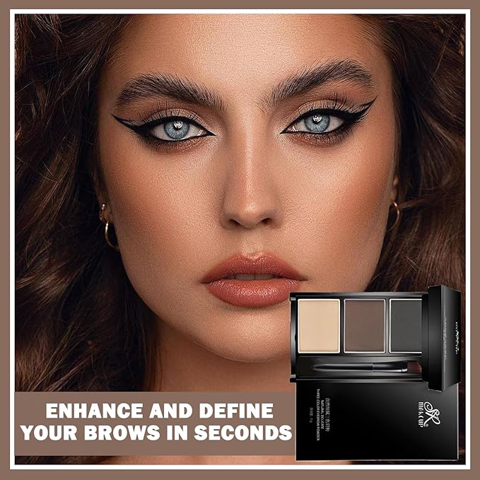 Eyebrow Stamp Stencil Kit Eye Brow Stencil Kit Brow Stamp Kit Long Lasting Waterproof Eyebrow Makeup Powder Kit with 24 Reusable Eyebrow Stencils - 03 Skin Color&Brown&Gray Black