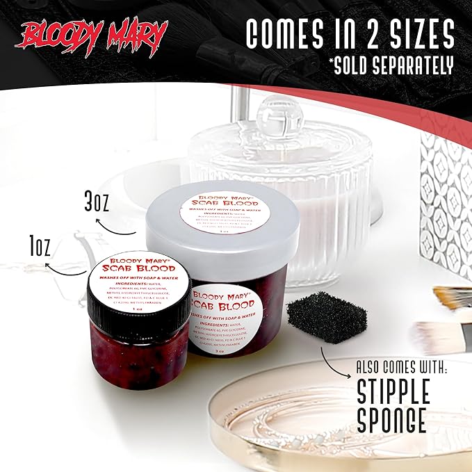 Bloody Mary Fake Scab Blood Make Up Body Paint - for Cosplay, Horror Costume, Theater Blood, Vampire Accessories, Scary Things - Skin Friendly Washable Looks Realistic Thick Blood