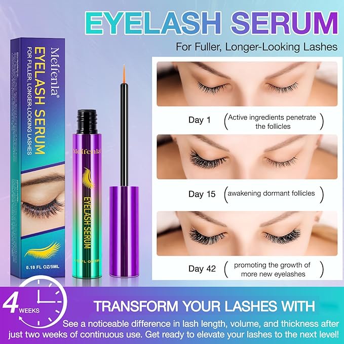 Lash Serum for Eyelash Growth Serum, Eyelash Serum to Grow Lashes, Eye Lash Serum Growth, Lash Enhancing Serum, Thicker, Fuller, Longer, Naturally Beautiful Eyelash, for Sensitive Eyes, Non Irritating