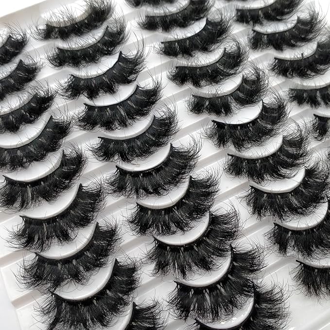 Fluffy Mink Lashes 20 Pairs Dramatic Thick 5D False Eyelashes 20mm Wispy Fake Eyelashes Pack, by Kmilro (LD05)