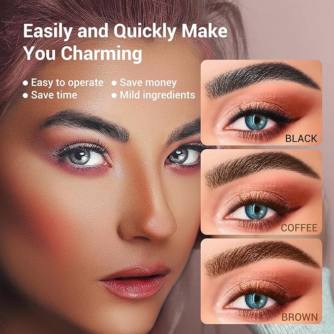 Eyebrow & Eyelash Color Kit, Professional Lash & Brow Color Kit, Instant Eyebrow Coloring Set with Natural Bushy Black Effects, Long-lasting, Easy to Use, 7ml, Black