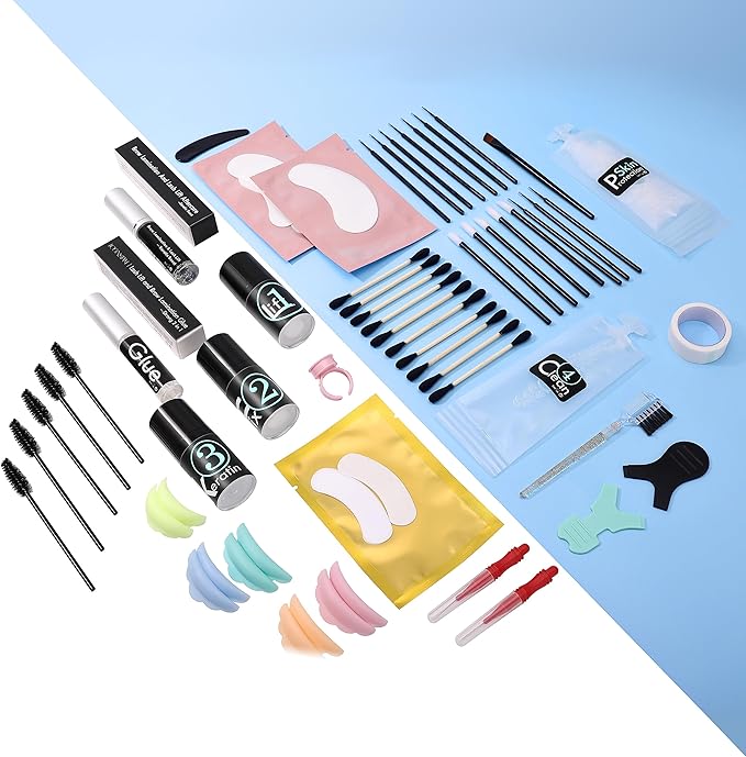 Lash Lift Brow Lamination Kit 7 Minutes Perm Lash Rapid Eyelash Perming Kit with Silicone Shield & Tool Durable Lash Lifts Curling Lash 6 Week Full Eyebrow Lamination Set DIY at Home Easily