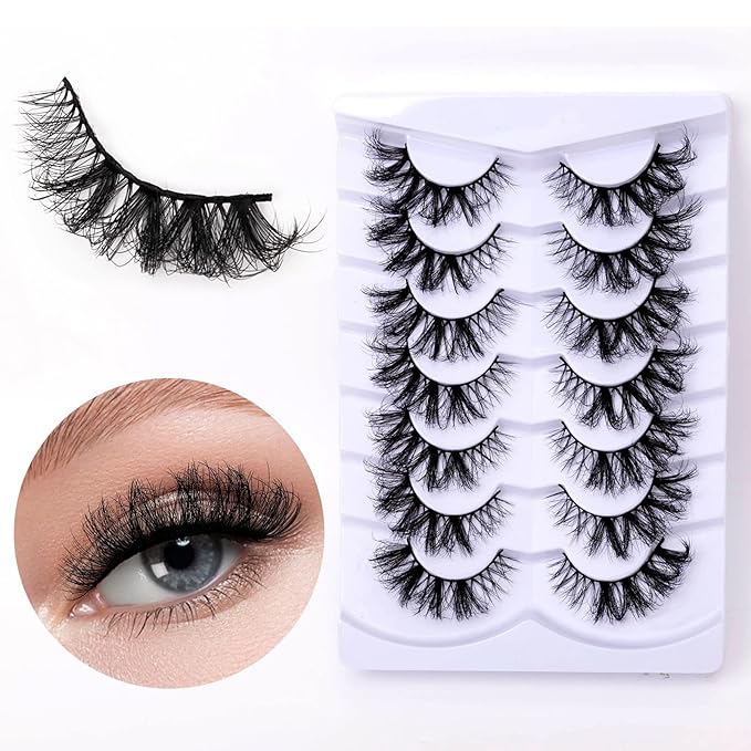 False Eyelashes Fluffy Wispy Fake Eyelashes Strip 3D Faux Mink Lashes Pack - 7 Pairs, Z22