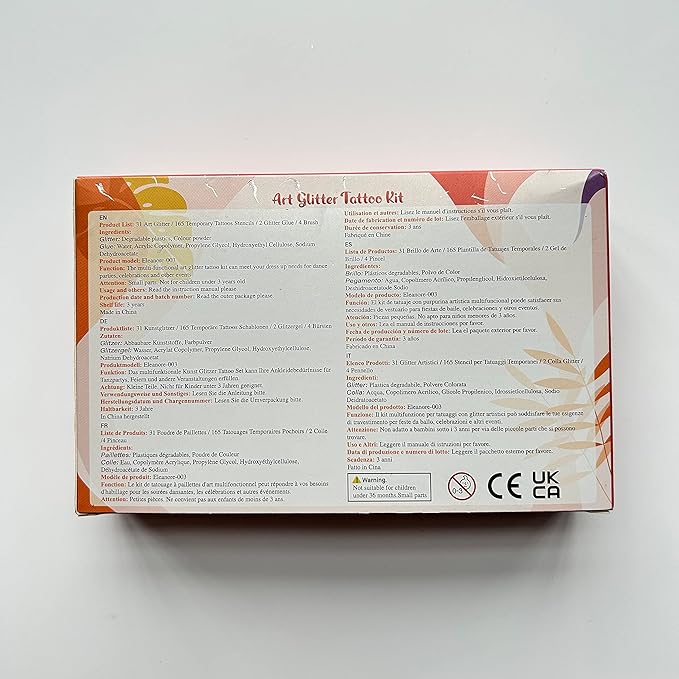 Temporary Glitter Tattoo Kids, Eleanore's Diary 31 Glitter Colors,165 Unique Stencils,2 Glue,4 Brushes,Adults & Kids Arts Glitter Make Up Kit, Gifts for Girls Boys Birthday Party Summer Festival