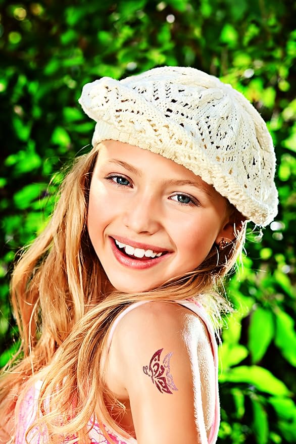 Glitter Tattoo Kit- NEW GLITZ and Lil Divas- with 6 Large Glitters & 12 Stencils - HYPOALLERGENIC and DERMATOLOGIST TESTED! - for boys & Girls. Children Tattoos by GlitZGlam Body Art